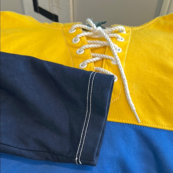 Lauren Ralph Lauren Yellow and Blue Lace-Up Top - Picture 5 of 10